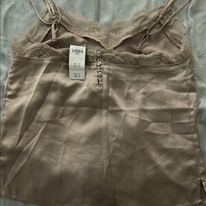 Elegant Lace Trim Satin Camisole